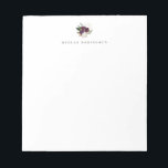 Modern Ivory Plum Blommigt Bouquet Anteckningsblock<br><div class="desc">Modern och elegant elfenbensvit och plommonlila blommigt bouquet logotyp stil,  personlig anteckningsblock med namn. Textteckensnittet stil och färg kan anpassas.</div>