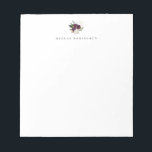 Modern Ivory Plum Blommigt Bouquet Anteckningsblock<br><div class="desc">Modern och elegant elfenbensvit och plommonlila blommigt bouquet logotyp stil,  personlig anteckningsblock med namn. Textteckensnittet stil och färg kan anpassas.</div>