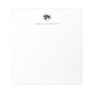 Modern Ivory Plum Blommigt Bouquet Anteckningsblock