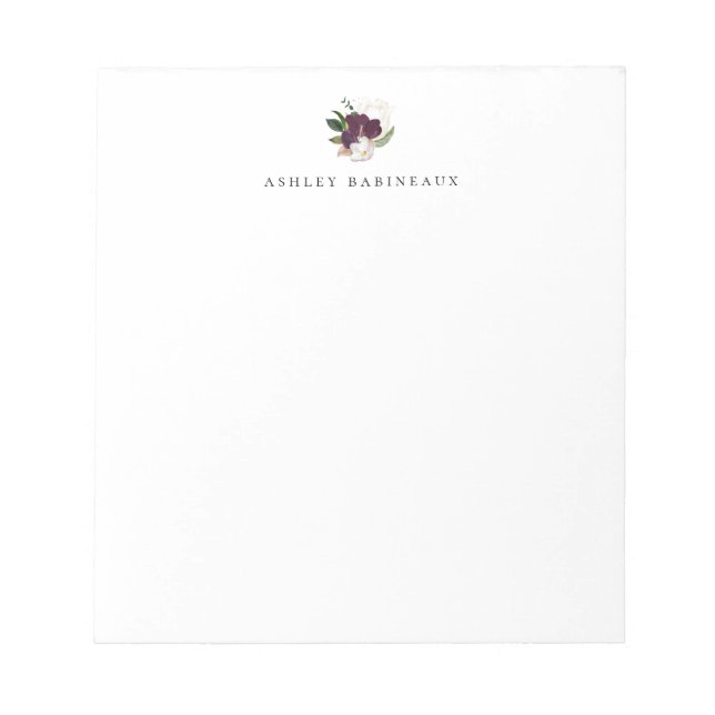 Modern Ivory Plum Blommigt Bouquet Anteckningsblock (Framsida)