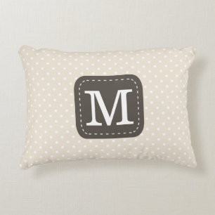 Modern Ivory Polka dots Personlig Monogram Prydnadskudde