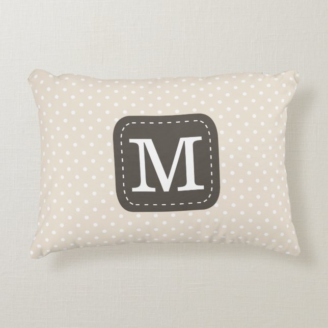 Modern Ivory Polka dots Personlig Monogram Prydnadskudde (Framsidan)