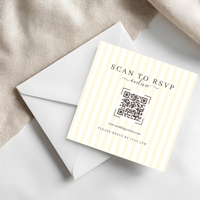 Modern Ivory QR Code Wedding Online RSVP Anteckningskort (Skapare uppladdad)