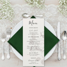 Modern Ivory Rose Wedding Flat Menu Meny