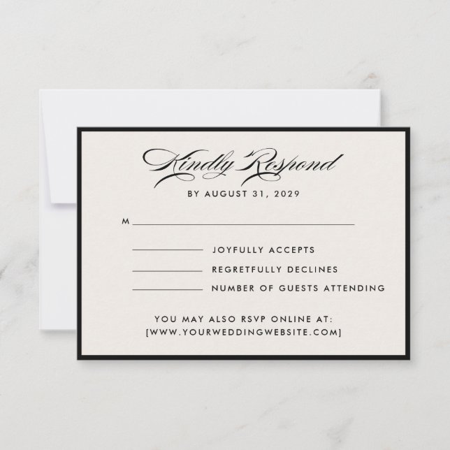 Modern Ivory Script RSVP Card Inbjudningar (Framsida)