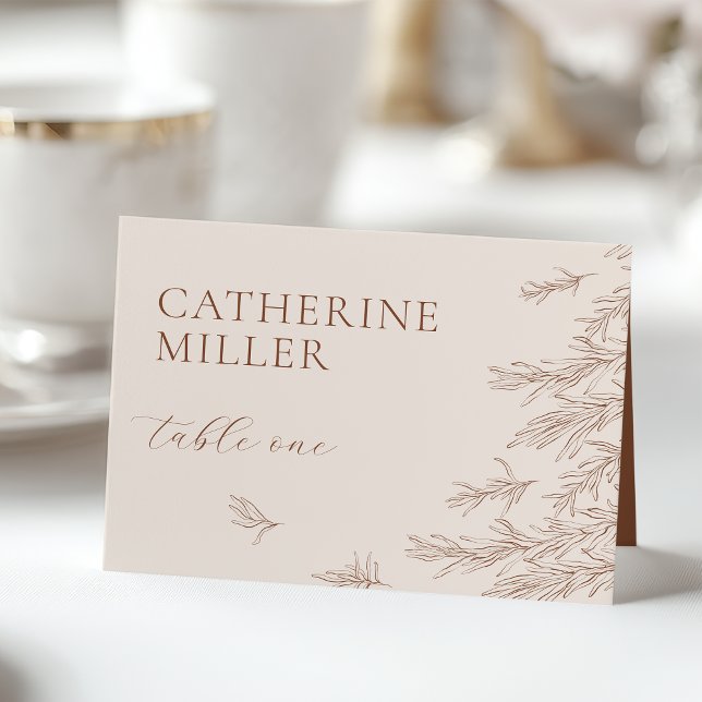 Modern Ivory Terracotta Minimal Löv Place Card Bordsnummer (Skapare uppladdad)