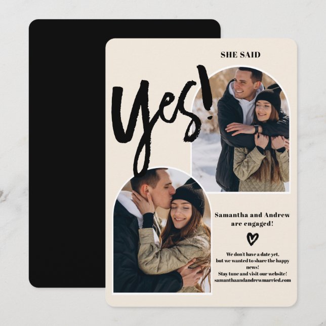 Modern ja-skript 2-bild - arkealisk förlovning meddelande (Fram/baksida)