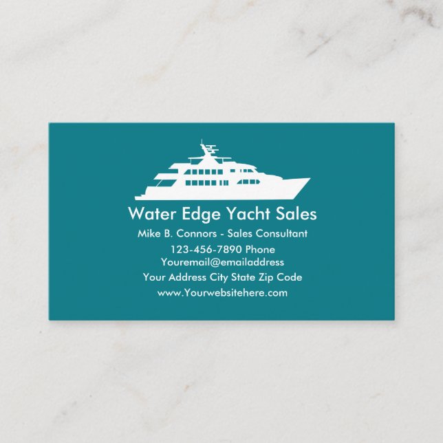 Modern jacht-försäljning visitkort (Framsida)