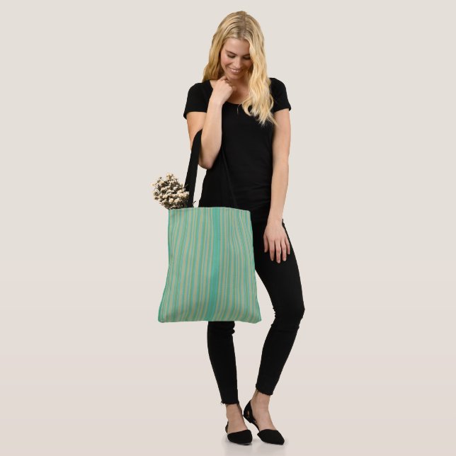 Modern Jade-Grönt med rand-over-print Tote Bag Tygkasse (På modell)