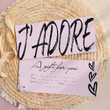 Modern j'adore Black & rosa presentkortsvoucher