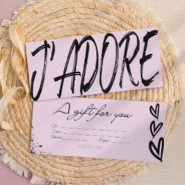 Modern j'adore Black & rosa presentkortsvoucher Inbjudningar
