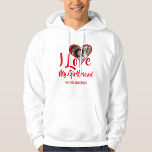 Modern Jag älskar min flickvän Hjärta Foto Hoodie