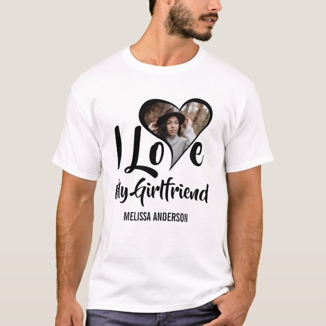 Modern Jag älskar min flickvän | Hjärta Foto T-Shi T Shirt (Framsida)