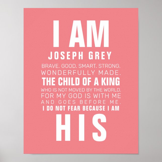 Modern jag är barn till en Kung Rosa Nursery Poster (Framsidan)
