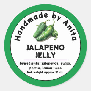 Modern Jalapeno Sylt eller Jelly Canning Burk-etik Runt Klistermärke