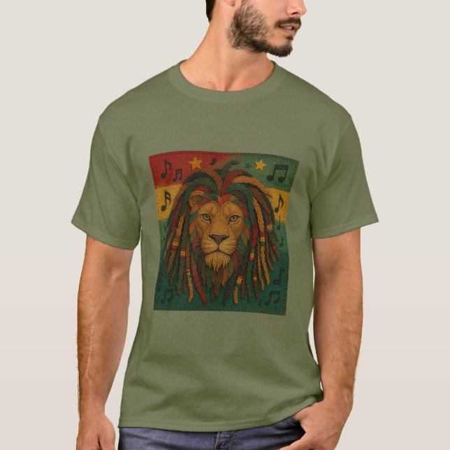 Modern Jamaica Rasta Lejon T Shirt (Framsida)