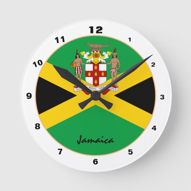 Modern Jamaican-Flagga, trendiget Jamaica Home/des Rund Klocka (Framsida)