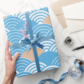 Modern Japanese Seigaiha Waves & Rising Sun Presentpapper