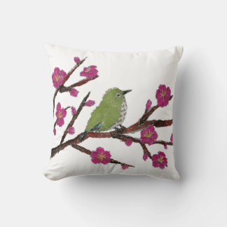 Modern japansk fågel- och plommon Träd Art Pillow Kudde