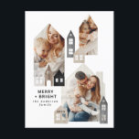 Modern japansk jul Nordiska hus 3 foto-chic Helg Vykort<br><div class="desc">Modern japansk julklapp i Norden snyggt enkel 3-fotokortsdesign för helgdag</div>