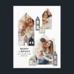 Modern japansk jul Nordiska hus 3 foto-chic Helg Vykort<br><div class="desc">Modern japansk julklapp i Norden snyggt enkel 3-fotokortsdesign för helgdag</div>