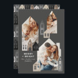 Modern japansk jul Nordiska hus 3 foto-chic Julkort<br><div class="desc">Modern japansk julklapp i Norden snyggt enkel 3-fotokortsdesign för helgdag</div>