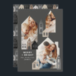 Modern japansk jul Nordiska hus 3 foto-chic Julkort<br><div class="desc">Modern japansk julklapp i Norden snyggt enkel 3-fotokortsdesign för helgdag</div>