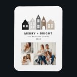 Modern japansk jul Nordiska hus 3 foto-chic Magnet<br><div class="desc">Modern japansk julklapp i Norden snyggt enkel 3-fotokortsdesign för helgdag</div>