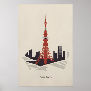Modern Japansk Poster – Tokyo Tower Minimalistisk