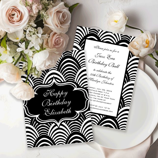 Modern Jazz Age Elegant Black and White 1920-talet Inbjudningar (Skapare uppladdad)