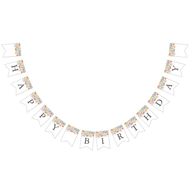 Modern jdblommor Flicka 1:a födeldagen Party Vimplar (Alla)