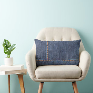 Modern jeansdenim syr fotomönster lumbarkudde