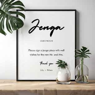 Modern Jenga Bröllop Guest Bok-signatur Poster