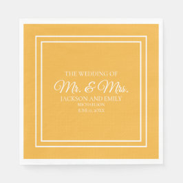 Modern Jewel Tone Mustard Gult White Bröllop Pappersservett