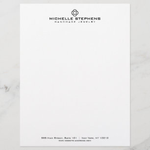 Modern Jewelry Designer Logotyp White Letterhead Brevhuvud