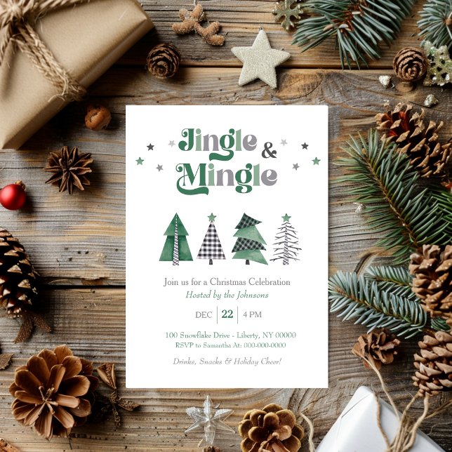 Modern Jingle and Mingle Holiday Christmas Party Inbjudningar (Skapare uppladdad)