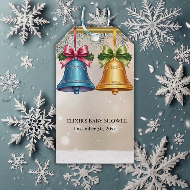 Modern jingle Klockor jul - prydnadsbabystövel Presentetikett (Skapare uppladdad)