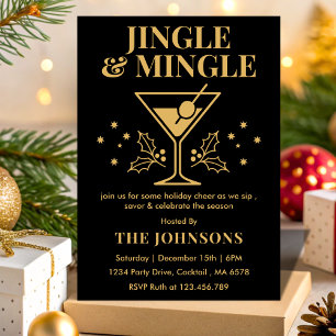 Modern Jingle & Mingle Jul Cocktailfest Inbjudningar