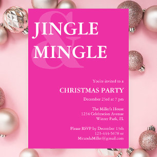 Modern Jingle Mingle Vibrant Rosa jul Party Inbjudningar