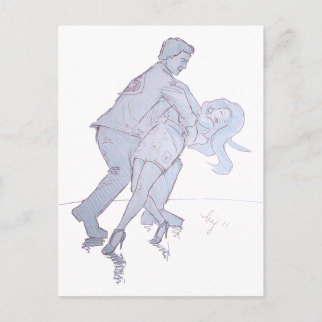 Modern Jive Ceroc Competition Dancers Vykort (Framsida)