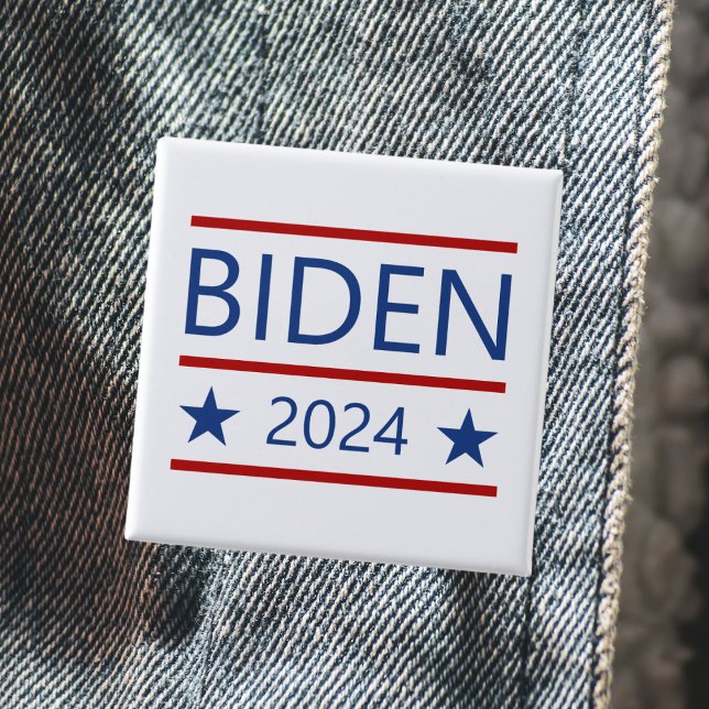 Modern Joe Biden 2024 med Patriotic Red Linjer Knapp (Skapare uppladdad)