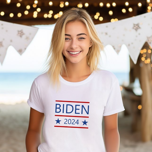 Modern Joe Biden 2024 med Patriotic Red Linjer T Shirt (Skapare uppladdad)