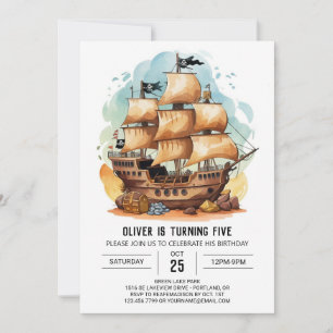 Modern Jolly Roger Online Pirat Birthday Inbjudningar