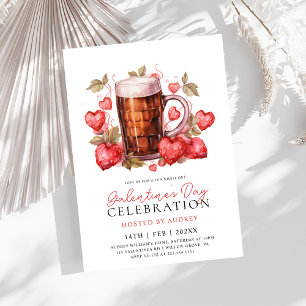 Modern jordgubbe Beer Galentine's Day Party Inbjudningar