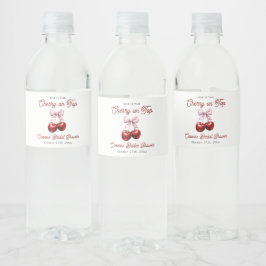 Modern Jordgubbe På toppen Rosa Slöja Bröllopsdusc Vattenflaskor Etikett