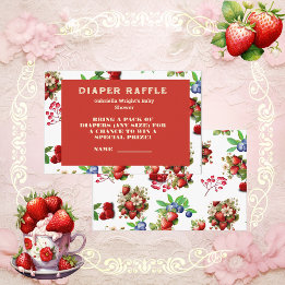 Modern jordgubbsberry Berry Sweet Diaper Raffle Bi Tilläggskort