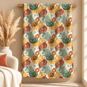 Modern jordnära abstrakt blomma boho filt