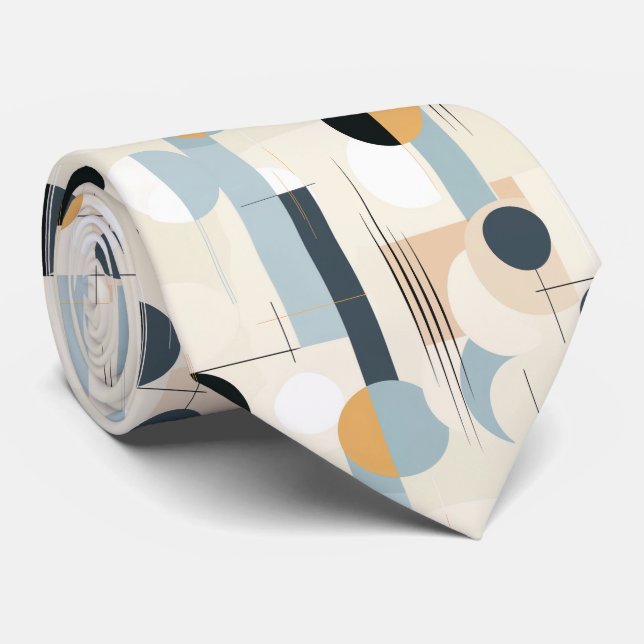 Modern jordnära abstrakt geometrisk neutral (1) slips (Rullad)