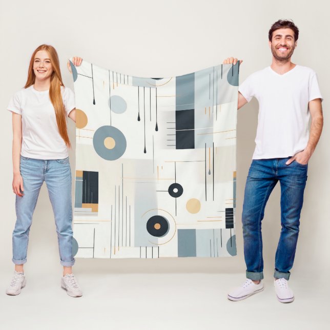 Modern jordnära abstrakt geometrisk neutral (2) fleecefilt (På plats)