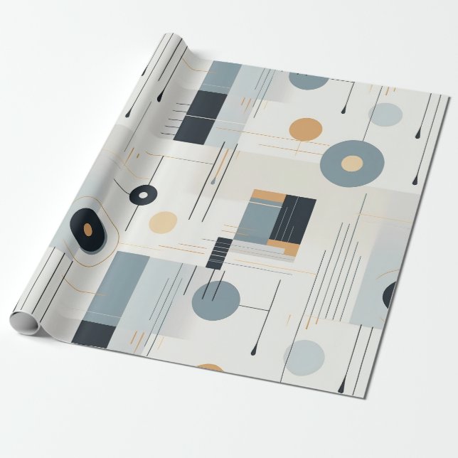 Modern jordnära abstrakt geometrisk neutral (2) presentpapper (Utrullad)